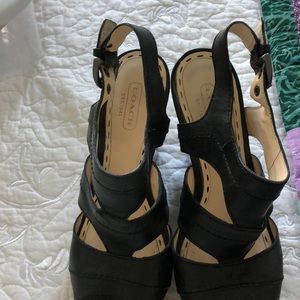 Black wedge sandals